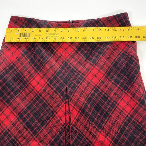 TALBOTS Womens Red Plaid Wool Maxi Skirt Sz 12P Pleat & Pockets Academia Preppy - Picture 4 of 6